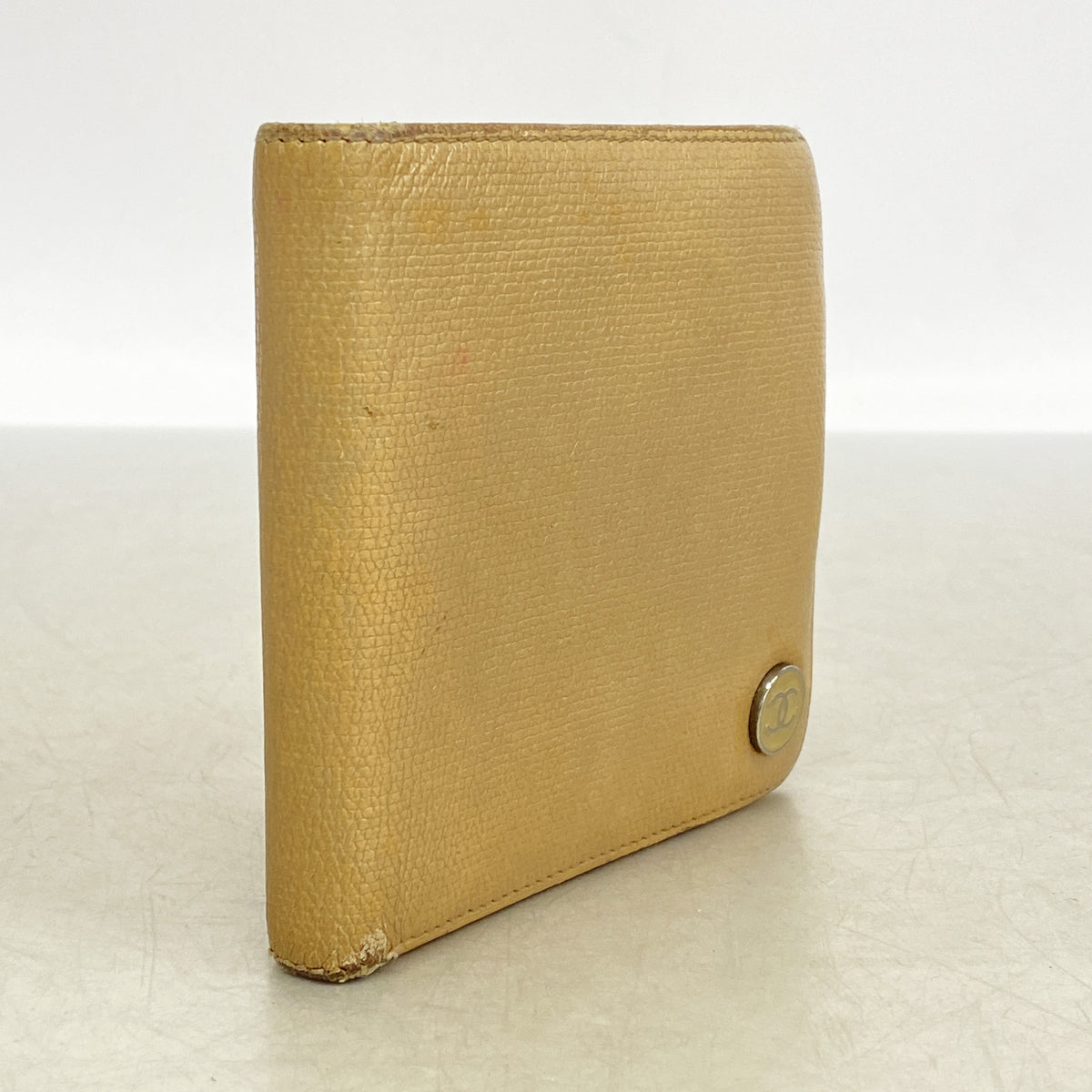 【6kc1969】シャネル 財布 ココボタン レザー ベージュ シルバー金具【中古】レディース