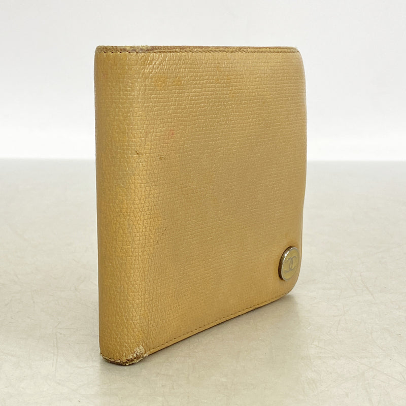 【6kc1969】シャネル 財布 ココボタン レザー ベージュ シルバー金具【中古】レディース