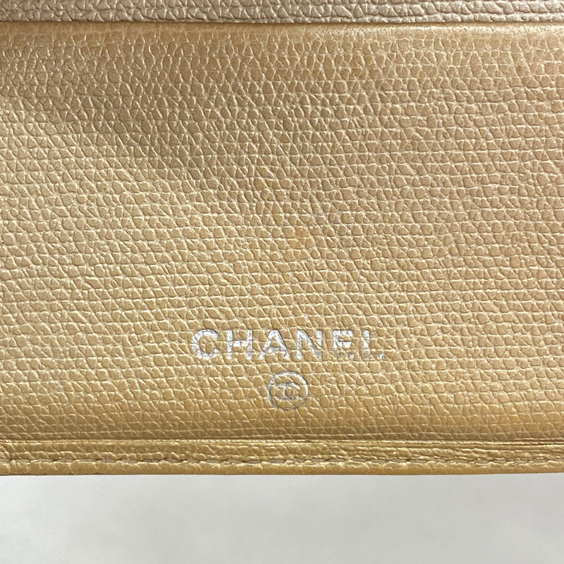 【6kc1969】シャネル 財布 ココボタン レザー ベージュ シルバー金具【中古】レディース