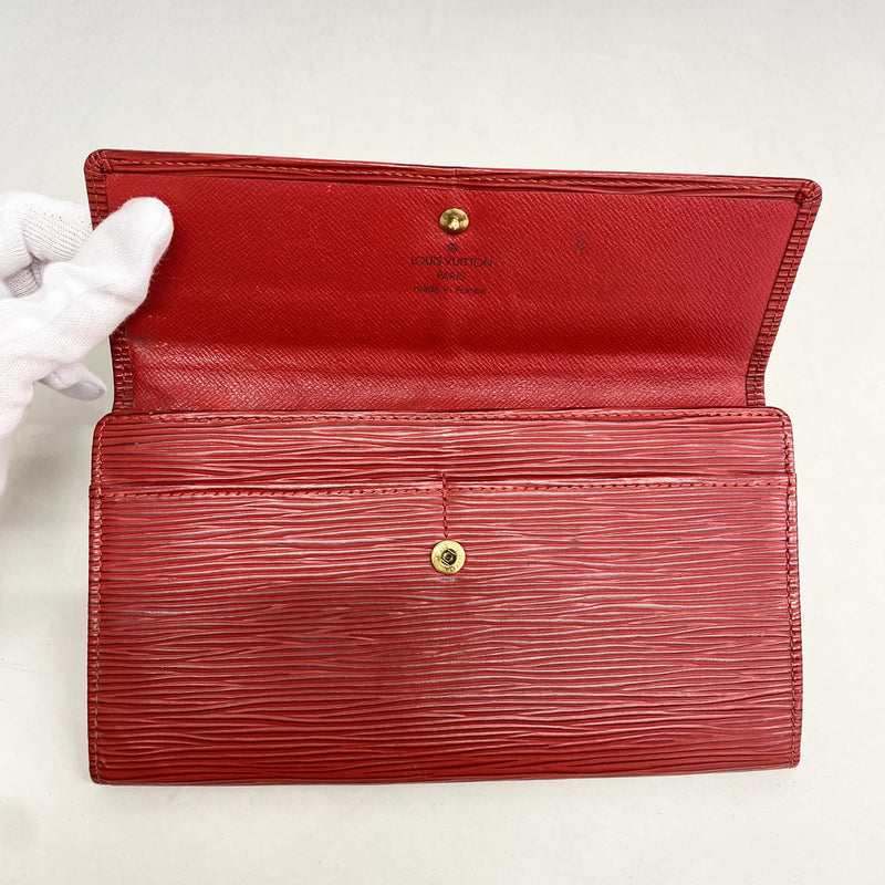 【6kc1976】ルイヴィトン 長財布 エピ ポシェットポルトモネクレディ M63577 カスティリアンレッド【中古】レディース