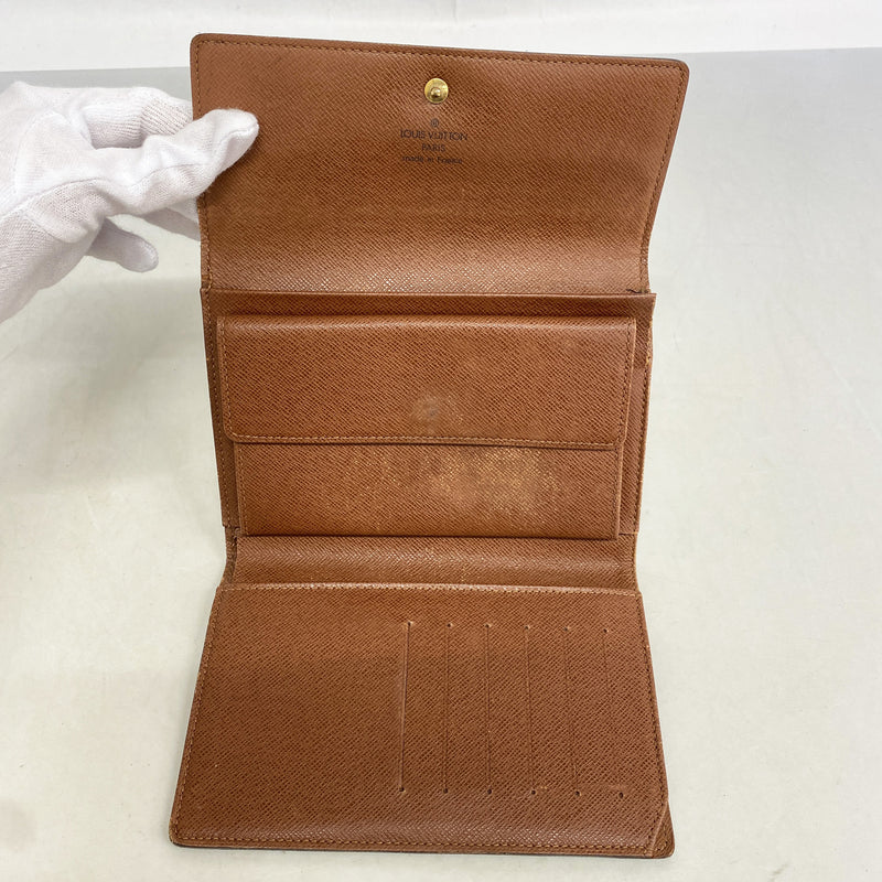 【6kc1977】ルイヴィトン 三つ折り財布 モノグラム ポルトトレゾールエテュイパピエ M61202 ブラウン【中古】レディース