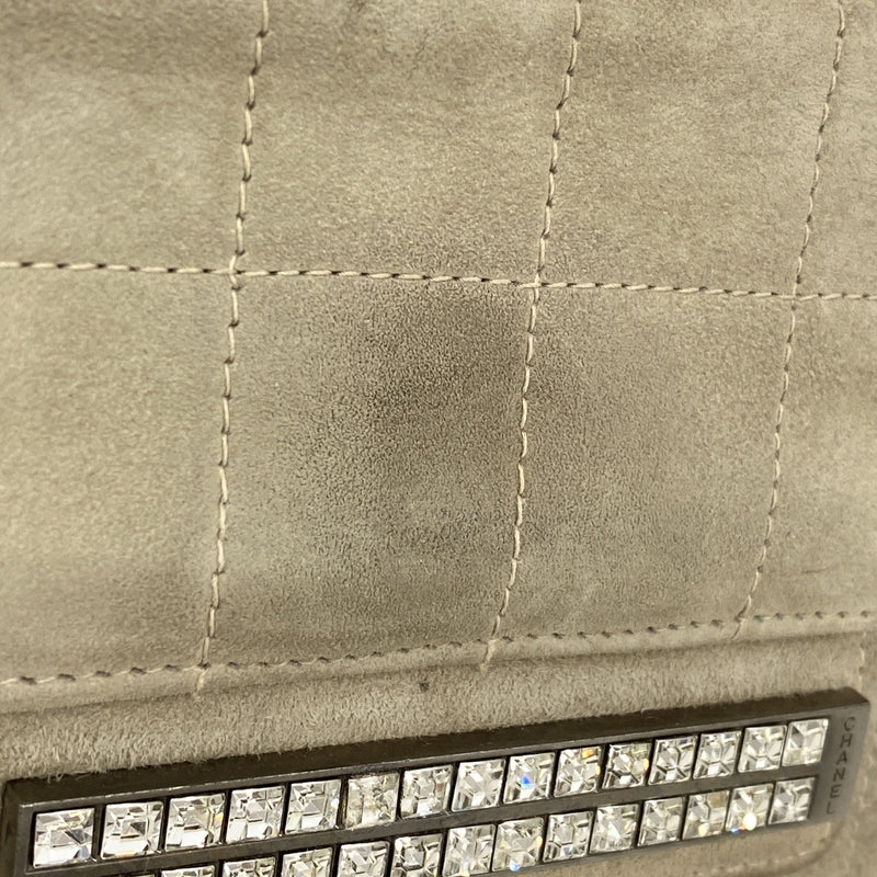 【6kc1990】シャネル ハンドバッグ チョコバー スウェード グレー シルバー金具【中古】レディース