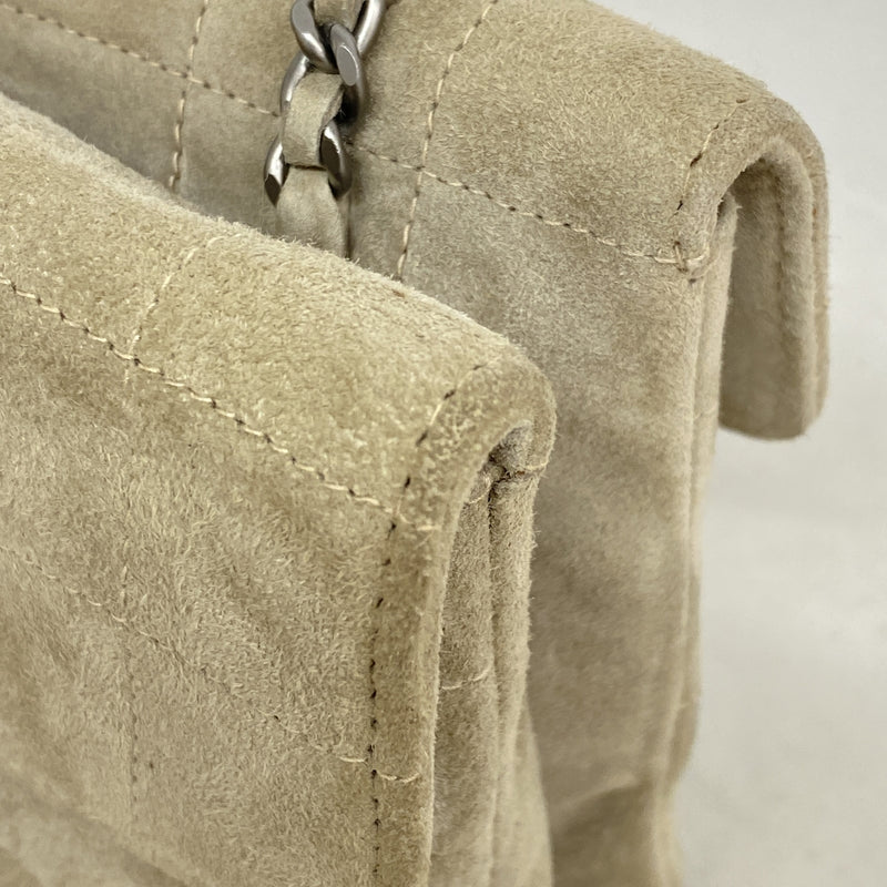 【6kc1990】シャネル ハンドバッグ チョコバー スウェード グレー シルバー金具【中古】レディース
