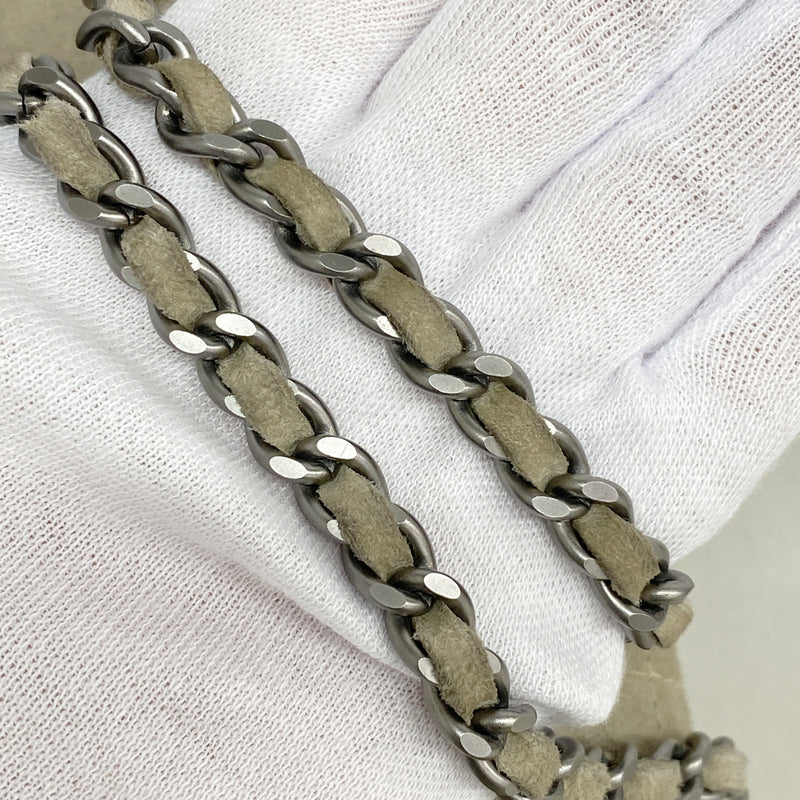【6kc1990】シャネル ハンドバッグ チョコバー スウェード グレー シルバー金具【中古】レディース