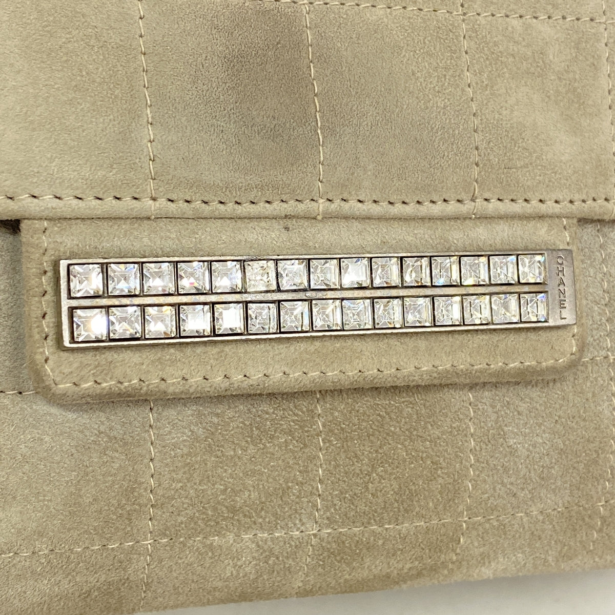 【6kc1990】シャネル ハンドバッグ チョコバー スウェード グレー シルバー金具【中古】レディース