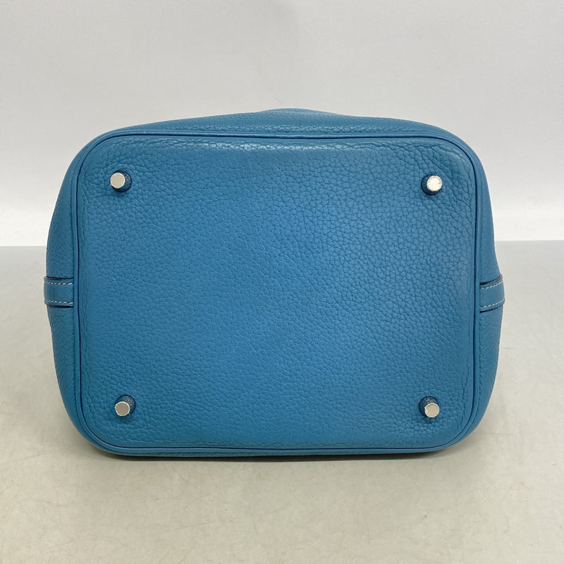【6kc2009】エルメス ハンドバッグ ピコタンロックMM トリヨンクレマンス ブルージーン シルバー金具 □O刻印【中古】レディース