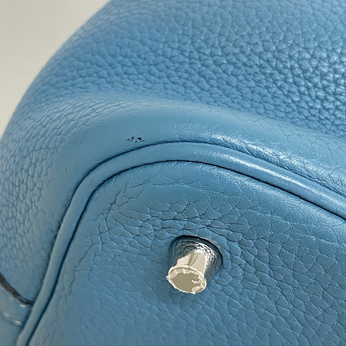 【6kc2009】エルメス ハンドバッグ ピコタンロックMM トリヨンクレマンス ブルージーン シルバー金具 □O刻印【中古】レディース