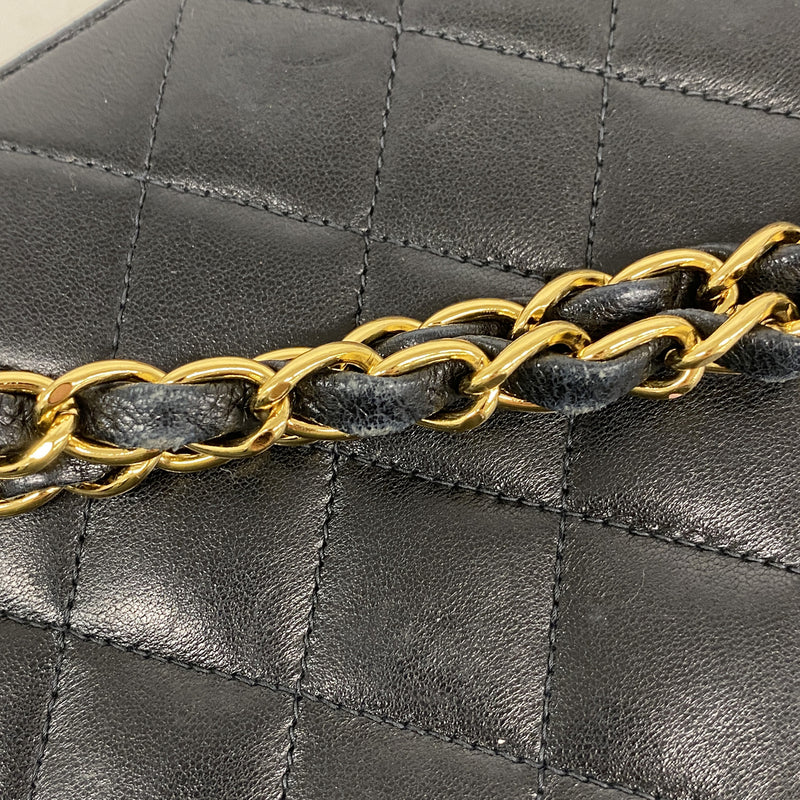 【6kc2017】シャネル ショルダーバッグ マトラッセ チェーンショルダー ラムスキン ブラック ゴールド金具【中古】レディース