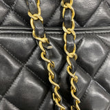 【6kc2018】シャネル ショルダーバッグ マトラッセ Wチェーン ラムスキン ブラック ゴールド金具【中古】レディース