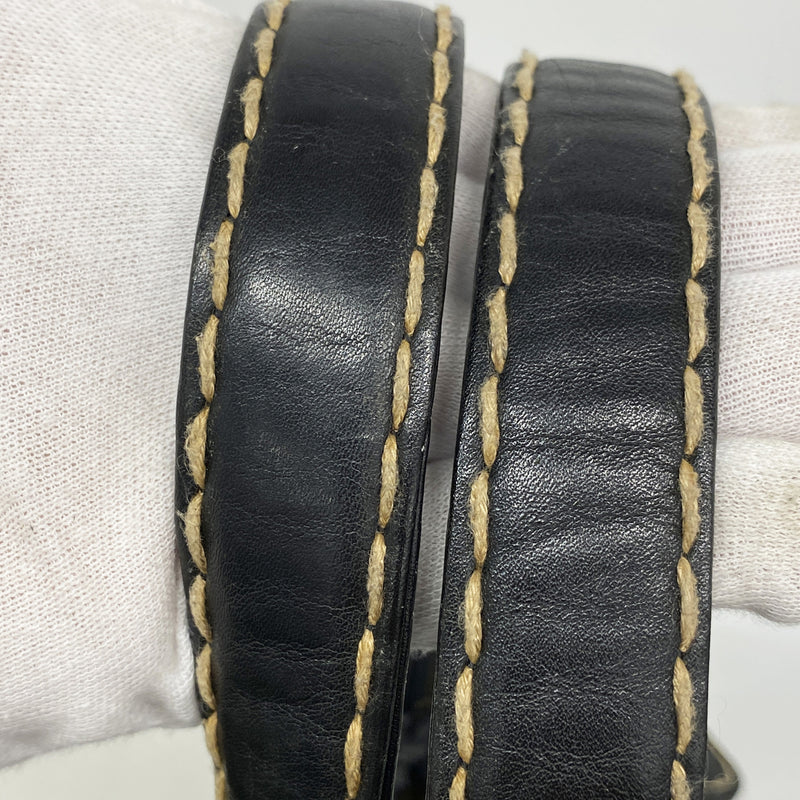 【6kc2019】シャネル ハンドバッグ ワイルドステッチ レザー ブラック ゴールド金具【中古】レディース