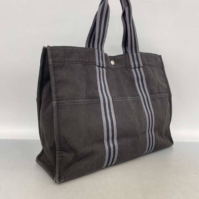 【6kc2024】エルメス トートバッグ フールトゥGM キャンバス ブラック シルバー金具【中古】メンズ レディース ユニセックス