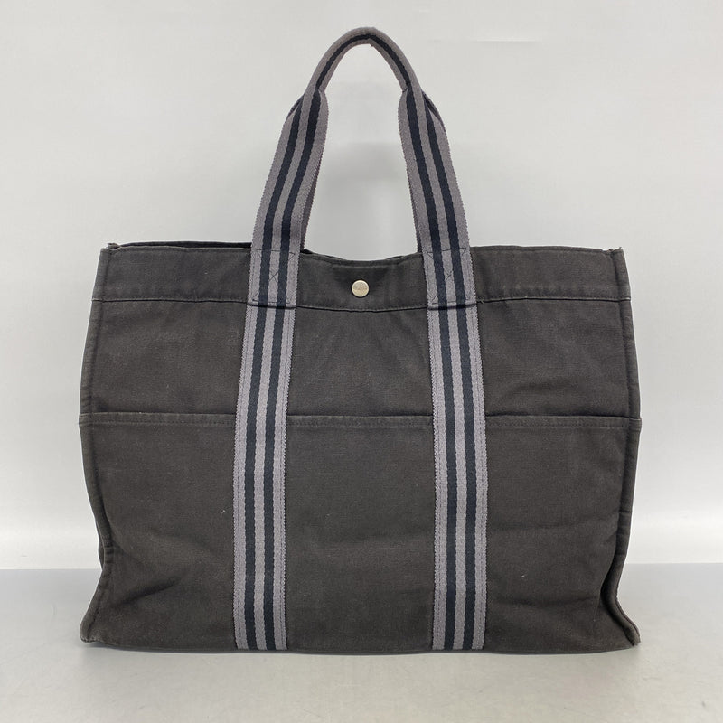 【6kc2024】エルメス トートバッグ フールトゥGM キャンバス ブラック シルバー金具【中古】メンズ レディース ユニセックス
