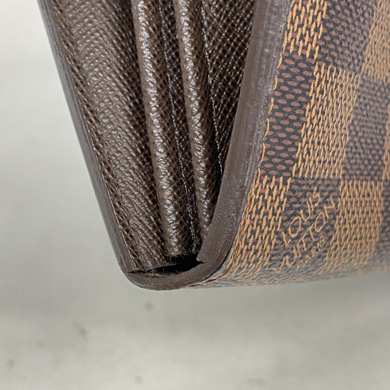 【6kc2029】ルイヴィトン 長財布 ダミエ ポルトフォイユシスティナ N61747 エベヌ【中古】レディース