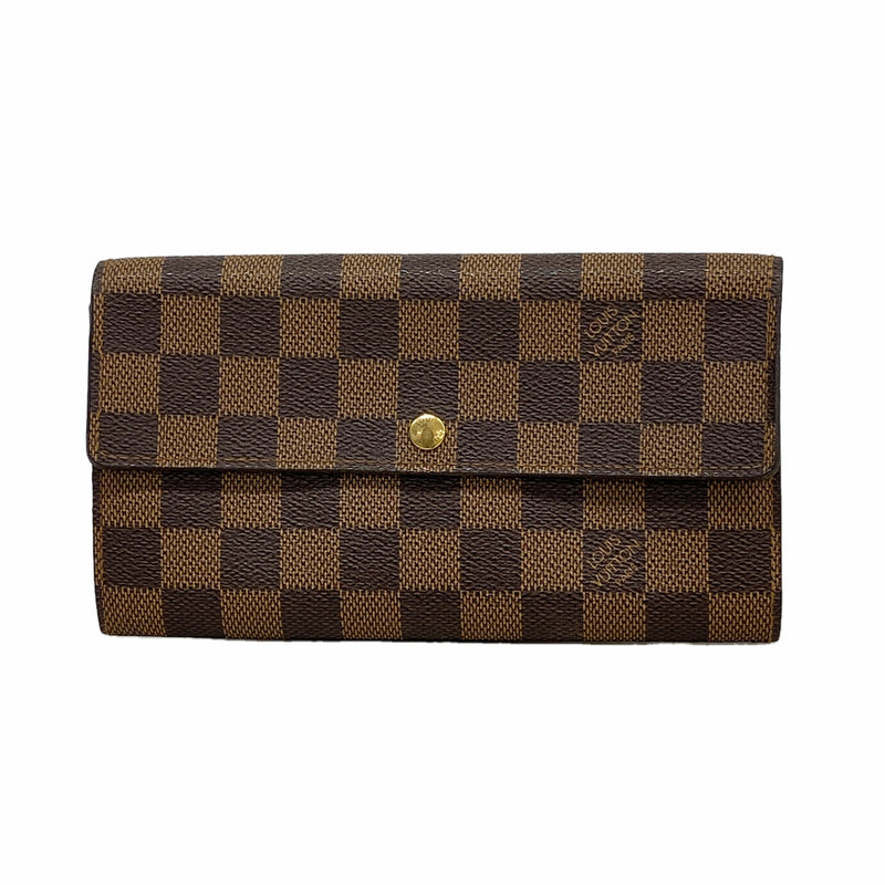 【6kc2030】ルイヴィトン 長財布 ダミエ ポシェットポルトモネクレディ N61725 エベヌ【中古】レディース