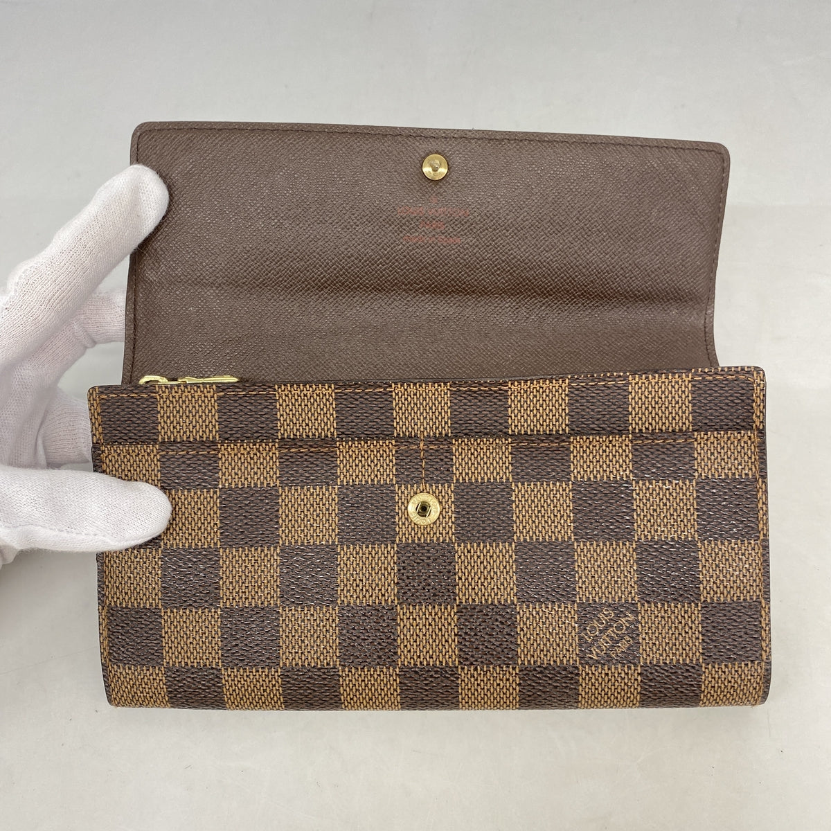【6kc2030】ルイヴィトン 長財布 ダミエ ポシェットポルトモネクレディ N61725 エベヌ【中古】レディース