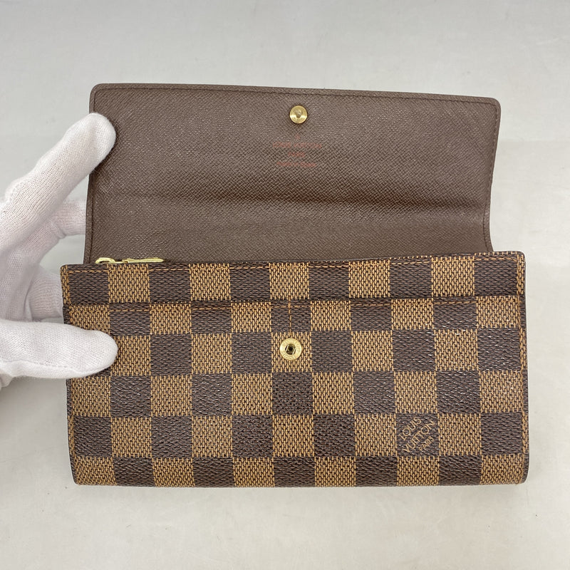【6kc2030】ルイヴィトン 長財布 ダミエ ポシェットポルトモネクレディ N61725 エベヌ【中古】レディース