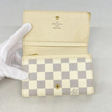 【6kc2031】ルイヴィトン 財布 ダミエ・アズール ポルトフォイユトレゾール N61744 ホワイト【中古】レディース