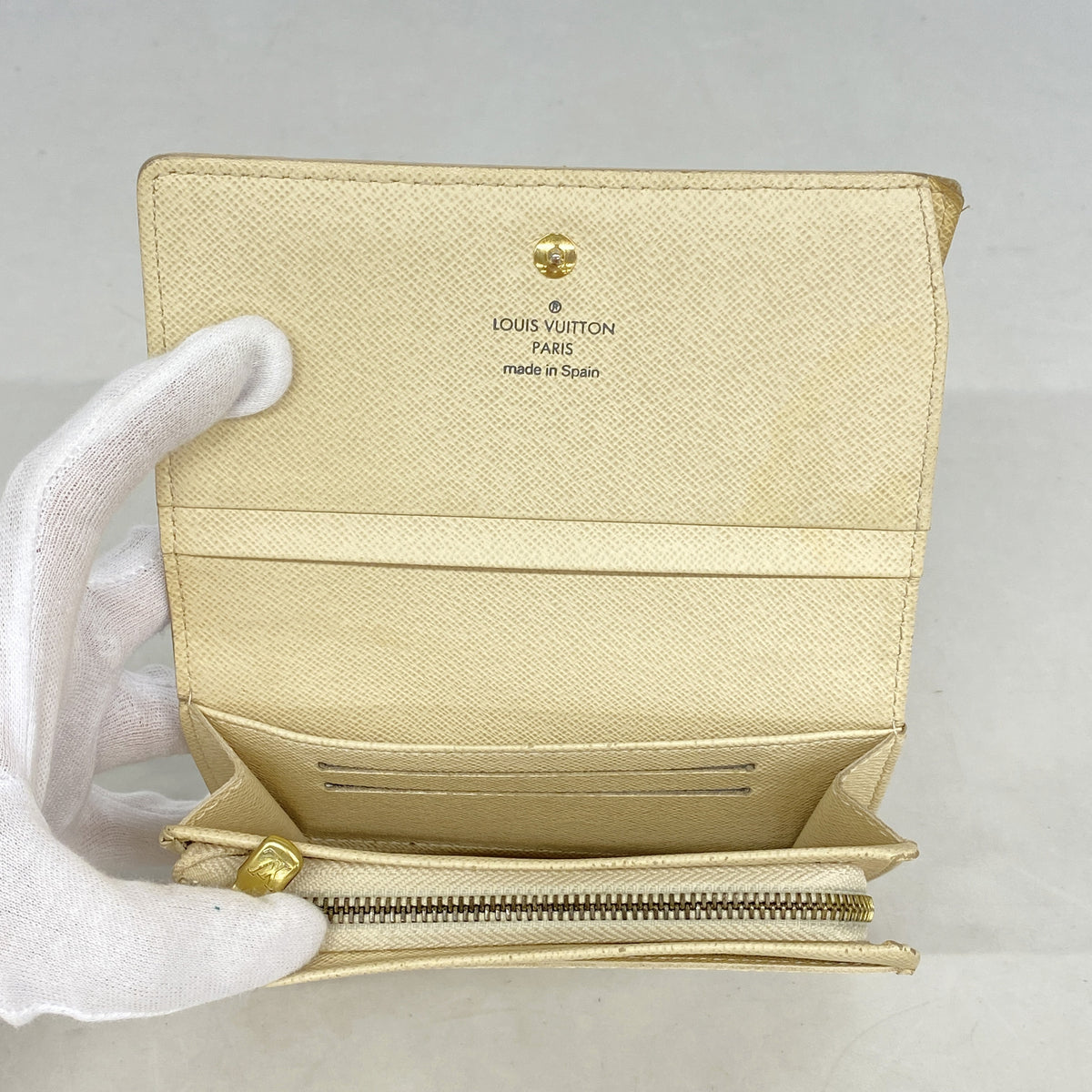 【6kc2031】ルイヴィトン 財布 ダミエ・アズール ポルトフォイユトレゾール N61744 ホワイト【中古】レディース