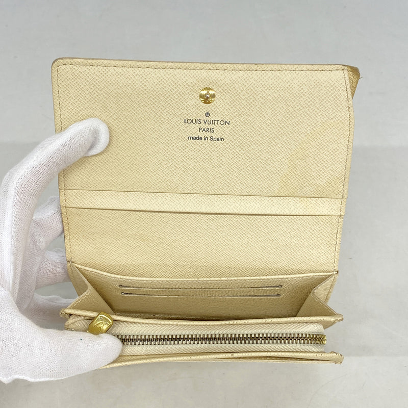 【6kc2031】ルイヴィトン 財布 ダミエ・アズール ポルトフォイユトレゾール N61744 ホワイト【中古】レディース