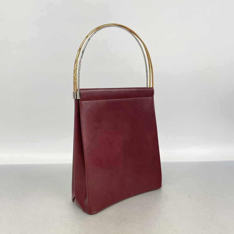 【6kc2041】カルティエ ショルダーバッグ トリニティ レザー ボルドー ゴールド/シルバー金具【中古】レディース