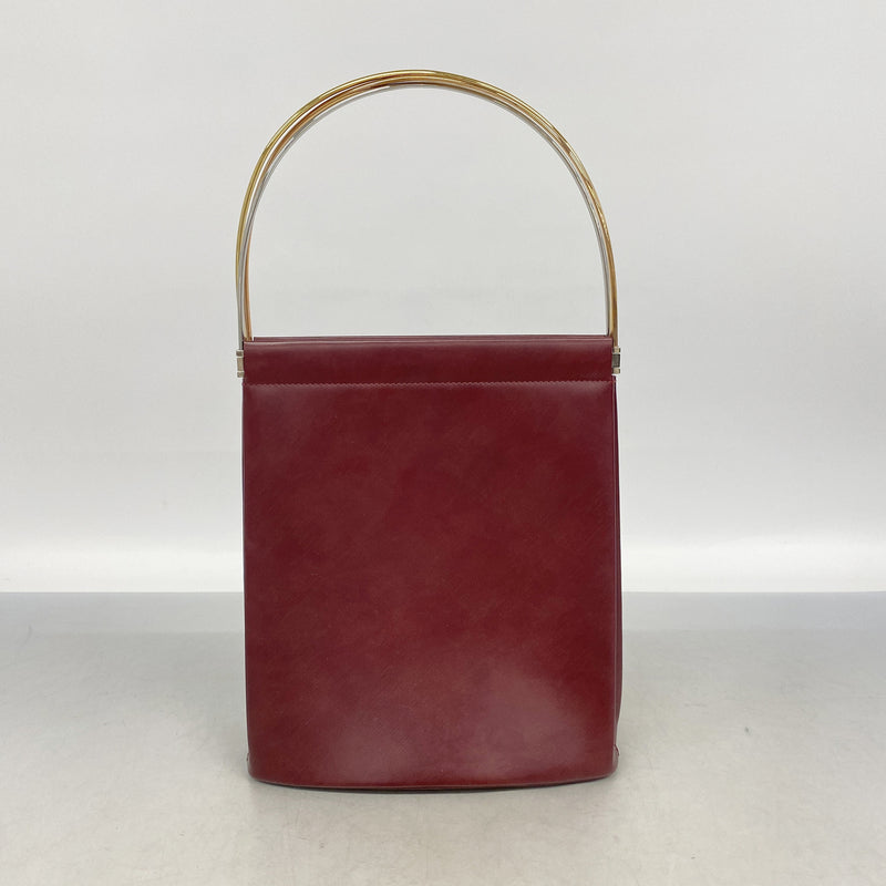 【6kc2041】カルティエ ショルダーバッグ トリニティ レザー ボルドー ゴールド/シルバー金具【中古】レディース