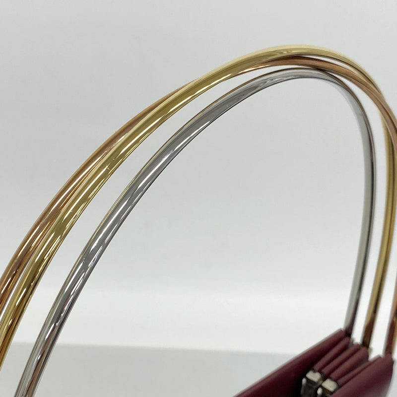 【6kc2041】カルティエ ショルダーバッグ トリニティ レザー ボルドー ゴールド/シルバー金具【中古】レディース