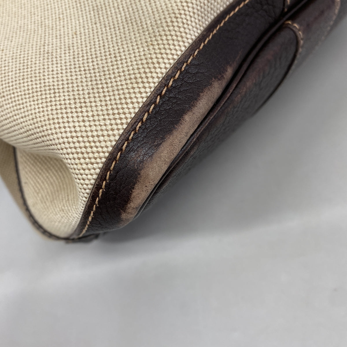 【6kc2044】エルメス トートバッグ ガーデンパーティPM トワルアッシュ ブラウン シルバー金具 □I刻印【中古】レディース