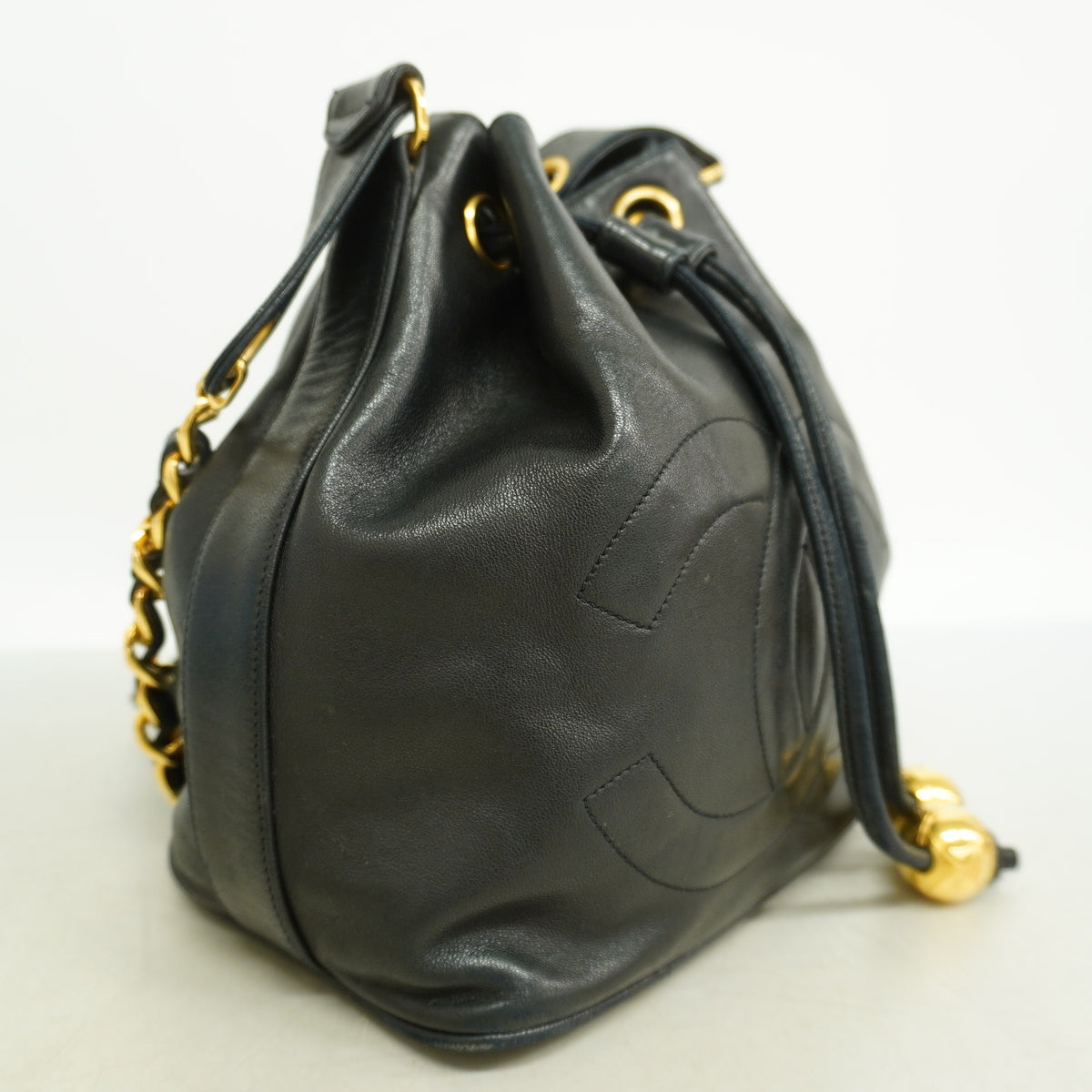 【6kc2066】シャネル ショルダーバッグ ラムスキン ブラック ゴールド金具【中古】レディース