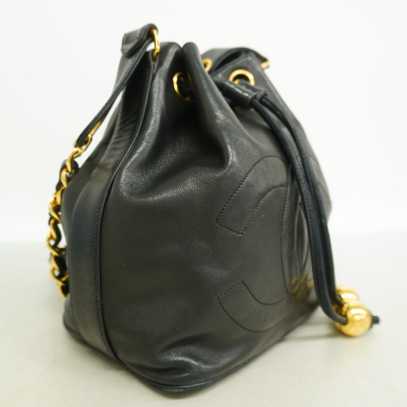 【6kc2066】シャネル ショルダーバッグ ラムスキン ブラック ゴールド金具【中古】レディース