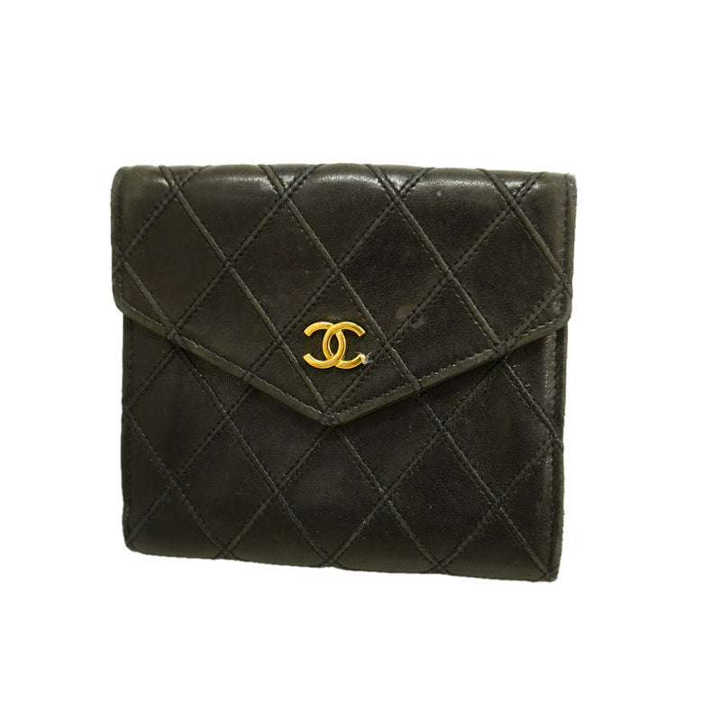 【6kc2067】シャネル 財布 ビコローレ ラムスキン ブラック ゴールド金具【中古】レディース