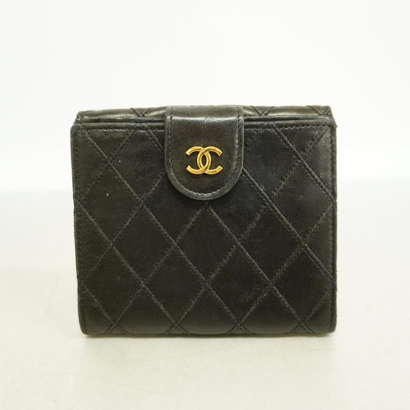 【6kc2067】シャネル 財布 ビコローレ ラムスキン ブラック ゴールド金具【中古】レディース