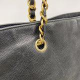 【6kc2086】シャネル ショルダーバッグ チェーンショルダー キャビアスキン ブラック ゴールド金具【中古】レディース