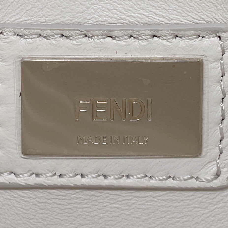 【6kc2090】フェンディ ハンドバッグ ピーカブー レザー ホワイト シルバー金具【中古】レディース