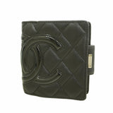 【6kc2103】シャネル 財布 カンボン ラムスキン ブラック シルバー金具【中古】レディース