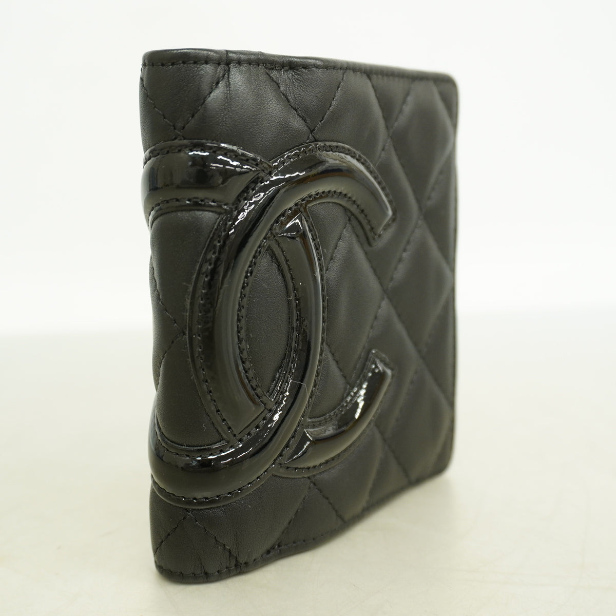 【6kc2103】シャネル 財布 カンボン ラムスキン ブラック シルバー金具【中古】レディース