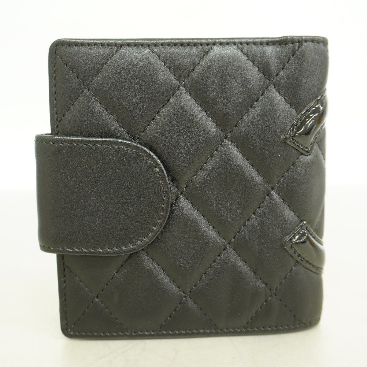 【6kc2103】シャネル 財布 カンボン ラムスキン ブラック シルバー金具【中古】レディース