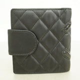 【6kc2103】シャネル 財布 カンボン ラムスキン ブラック シルバー金具【中古】レディース