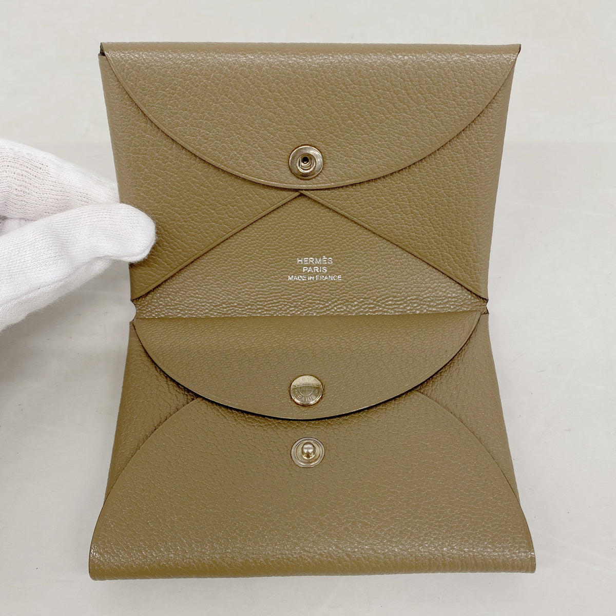 【6kc2106】エルメス コインケース カルヴィデュオ シェブルミゾル エトゥープ シルバー金具 U刻印【中古】メンズ レディース ユニセックス
