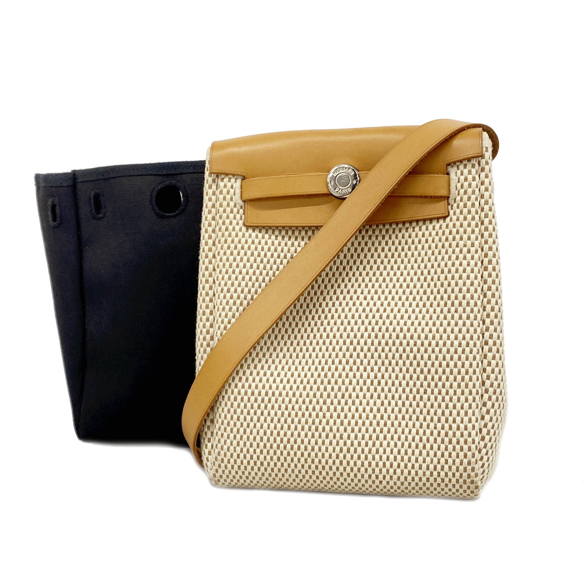 【6kc2108】エルメス ショルダーバッグ エールバッグTPM トワルGM ナチュラル シルバー金具 □I刻印【中古】レディース