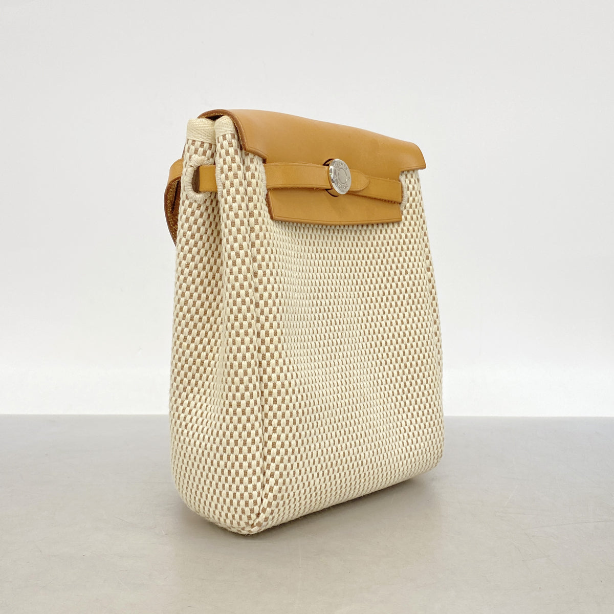 【6kc2108】エルメス ショルダーバッグ エールバッグTPM トワルGM ナチュラル シルバー金具 □I刻印【中古】レディース