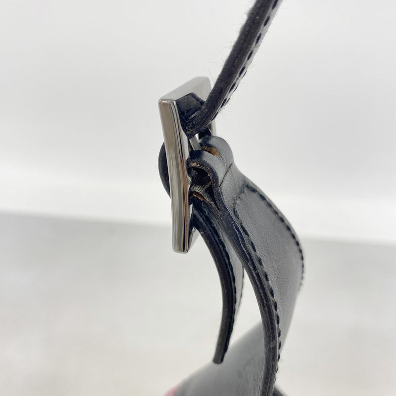 【6kc2109】グッチ ハンドバッグ ジャッキー 001 3735 ベロア ピンク ブラック シルバー金具【中古】レディース