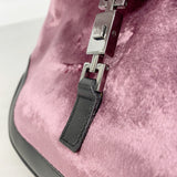 【6kc2109】グッチ ハンドバッグ ジャッキー 001 3735 ベロア ピンク ブラック シルバー金具【中古】レディース