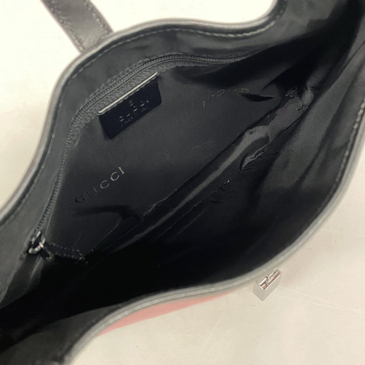 【6kc2109】グッチ ハンドバッグ ジャッキー 001 3735 ベロア ピンク ブラック シルバー金具【中古】レディース