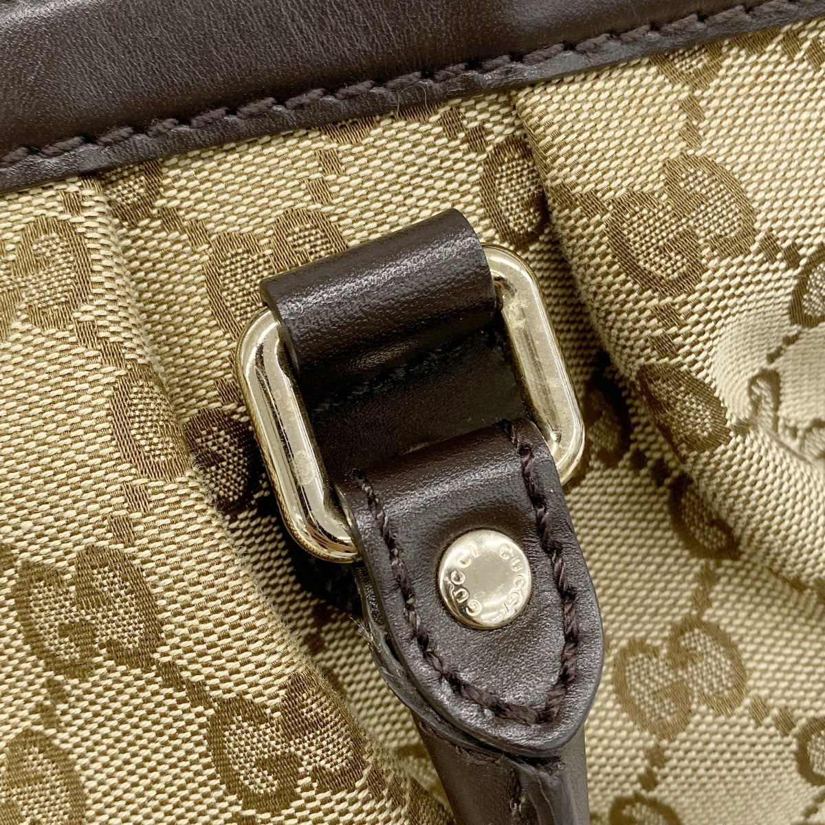 【6kc2111】グッチ ハンドバッグ GGキャンバス 296835 キャンバス ベージュ シャンパンゴールド金具【中古】レディース
