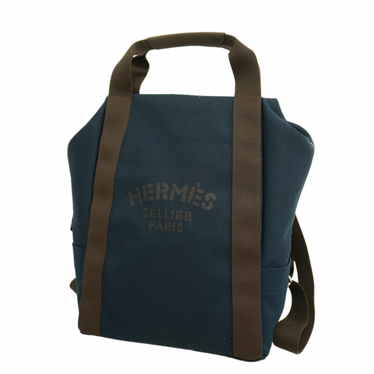 【6kc2139】エルメス リュック・デイパック サックドパンサージュ キャンバス ネイビー シルバー金具【中古】メンズ レディース ユニセックス