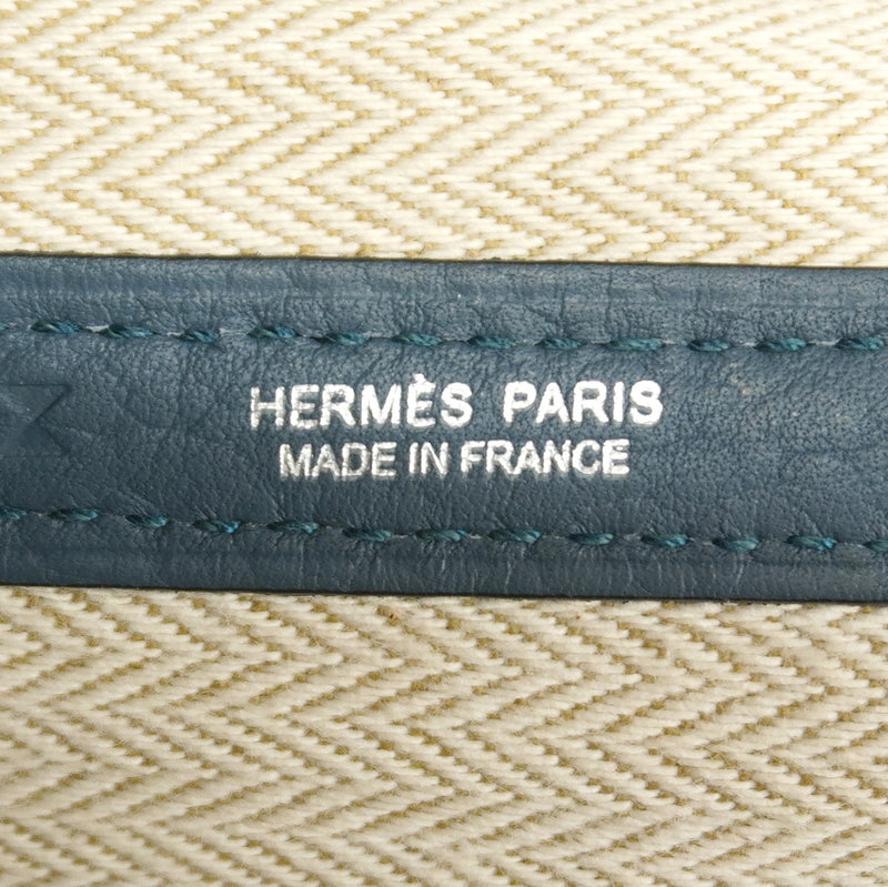【6kc2157】エルメス トートバッグ ガーデンパーティPM カントリー ブルートンペット シルバー金具 □R刻印【中古】レディース