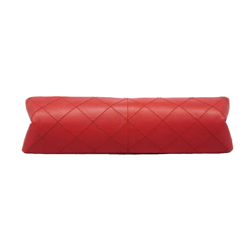 【6kc2174】シャネル ショルダーバッグ 2.55/マトラッセ Wフラップ Wチェーン マキシ レザー レッド シルバー金具【中古】レディース