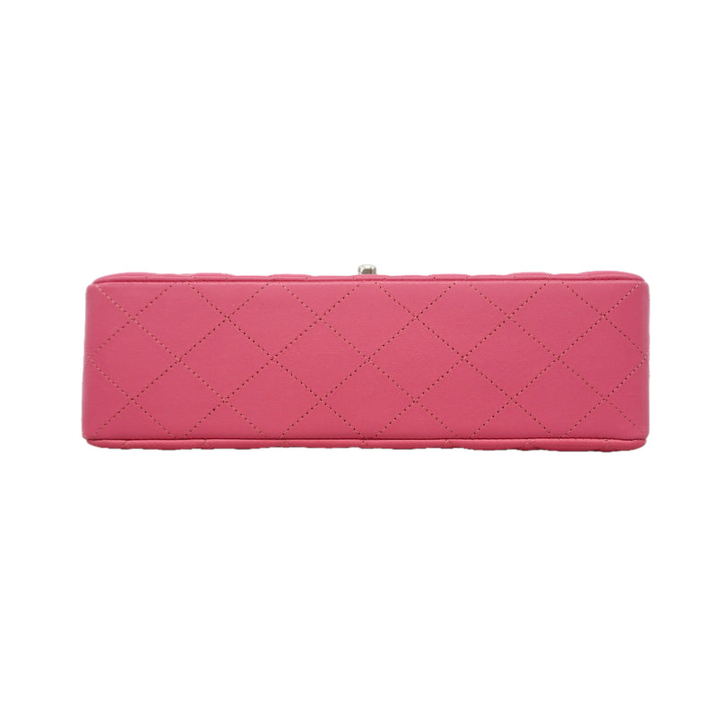 【6kc2175】シャネル ショルダーバッグ マトラッセ Wフラップ Wチェーン ラムスキン ピンク シルバー金具【中古】レディース
