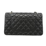 【6kc2176】シャネル ショルダーバッグ マトラッセ Wフラップ Wチェーン キャビアスキン ブラック シルバー金具【中古】レディース