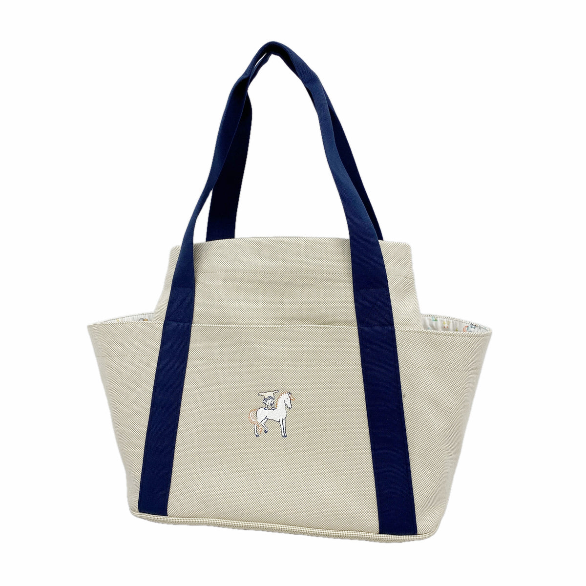 【6kc2181】エルメス マザーズバッグ カブリオル トワルアッシュ ネイビー シルバー金具【中古】レディース